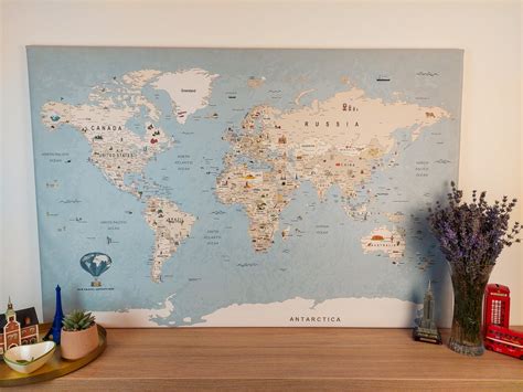 World Map Canvas and Poster. A Personalized Travel Map Perfect - Etsy