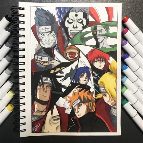 My marker akatsuki drawing : r/Naruto