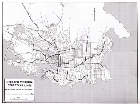 Greater Victoria Streetcar Lines, BCER system map, circa 1930s, image ...