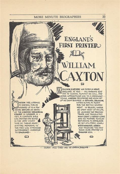 William Caxton, Vintage Art Print, Classroom Art, English Teacher Gift ...