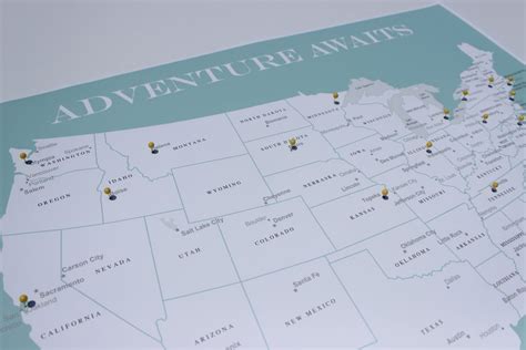 USA Push Pin Map Print Only Adventure Awaits Map Travel | Etsy