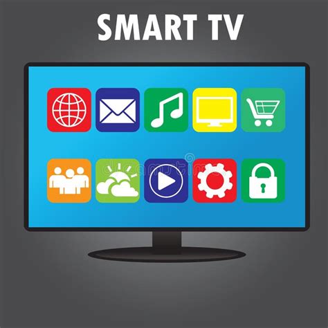 Smart TV with Different Icons, Flat Design Stock Vector - Illustration ...