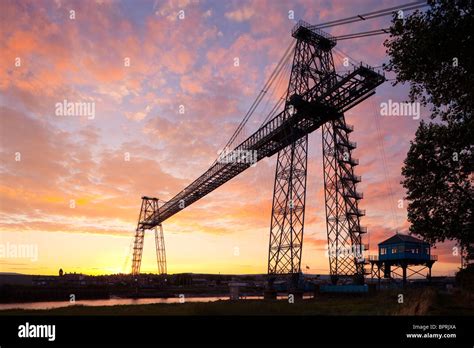 Transporter Bridge Newport Gwent Wales at sunset Stock Photo - Alamy