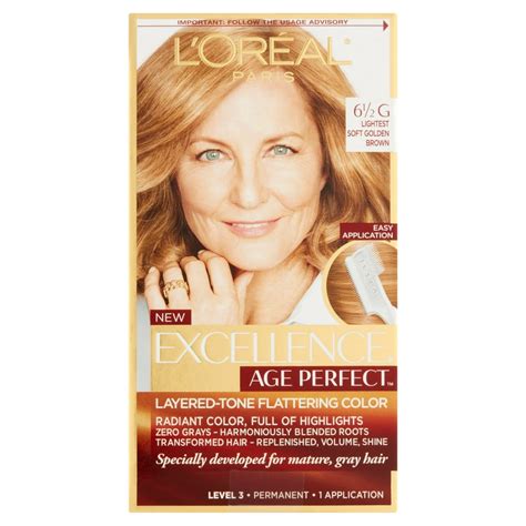 L'Oreal Paris Age Perfect Permanent Hair Color, 6 1/2 G Lightest Soft ...