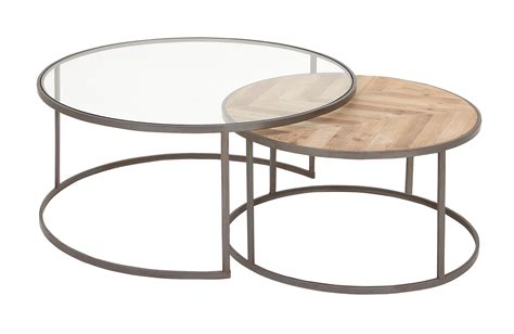 DecMode Large Contemporary Metal, Glass & Wood Nesting Round Coffee Tables | Set of 2 - Walmart ...