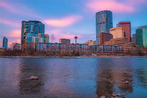 Morning Sunrise Over the Calgary Skyline Stock Image - Image of ...