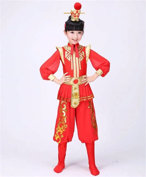 hua mulan costume for children red Jia Baoyu cosplay drum set festival dance costumes for ...