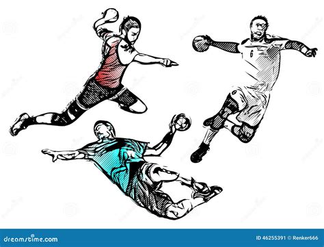 Handball Players Vector Illustration Stock Vector - Illustration of ...