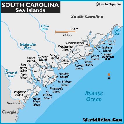 South Carolina Sea Islands Map and Map of the South Carolina Sea Islands Information Page