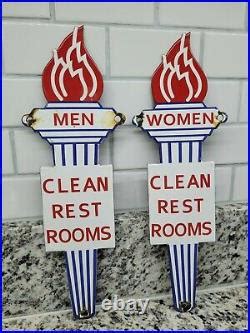 Vintage Standard Oil Porcelain Sign Gas Station Restroom Torch Men Women Toilet | Vintage ...