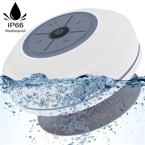 Water Resistant Bluetooth LED Shower Speaker FM Radio TF Card Reader, Built-in Control Buttons ...