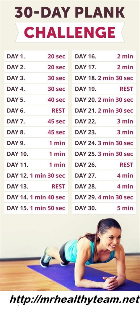 30 Day Plank Challenge Printable