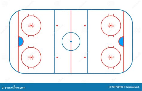 Hockey Rink. Hockey Field. Ice Arena for Nhl and Winter Sport Game. Ice Pitch in Top View ...