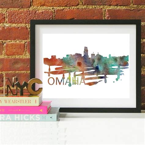 Omaha Watercolor Skyline Omaha Skyline Omaha Art Omaha - Etsy