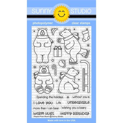 Sunny Studio Stamps Blog: Playful Polar Bears Winter Scene Card with Francesca