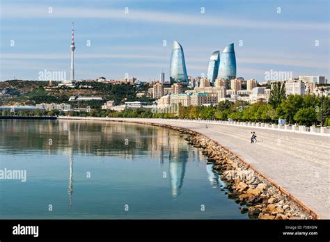 Baku Bay and the Baku skyline and promenade Stock Photo - Alamy