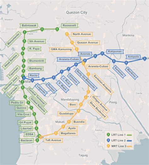 Map Guide to Manila's LRT and MRT Stations - DeiVille