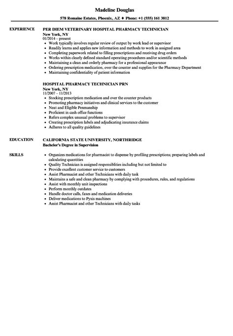 Hospital Pharmacy Technician Resume - 2upduc