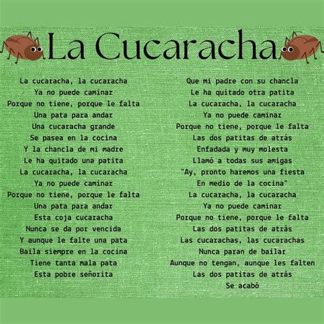 La Cucaracha Printable Lyrics, Origins, and Video