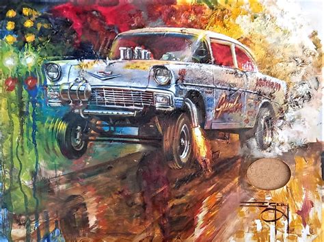 55 Chevy Gasser – Palette Art – Ian Guy – Motoring Artist