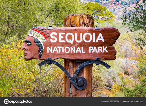 Sequoia National Park entrance sign, California, USA Stock Photo by ...