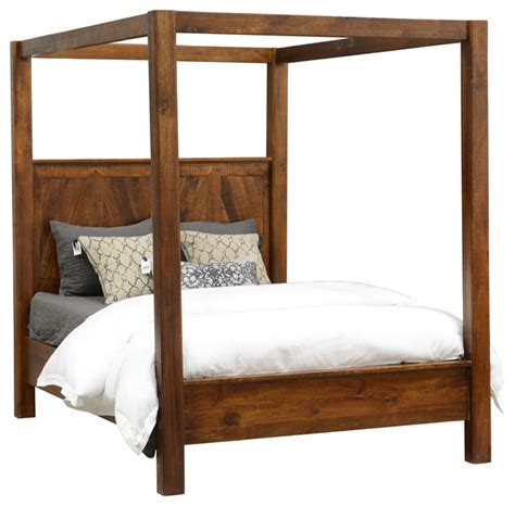 Rustic Wood Canopy Bed, California King - Rustic - Canopy Beds - by Taramundi Furniture