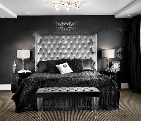 Gorgeous Black Art Deco Bedroom | White bedroom decor, Glamourous ...