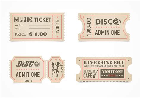 Retro Concert Ticket Stub Vector Set - Download Free Vector Art, Stock Graphics & Images
