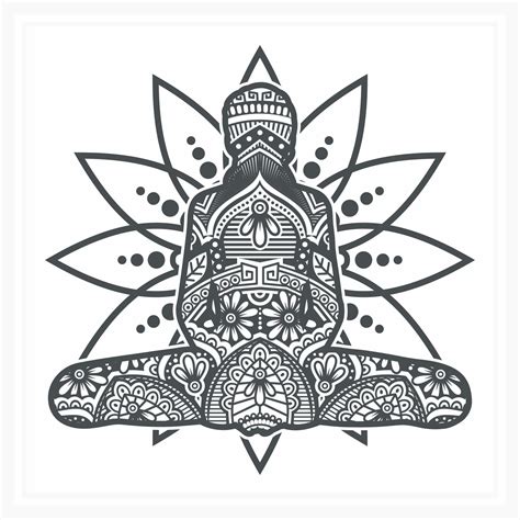 YOGA Mandala with Flower. Vector, Line Art 7478029 Vector Art at Vecteezy