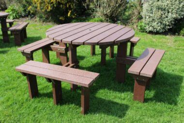 Adult Circular Table Recycled Plastic Picnic Bench - Furniture For Schools