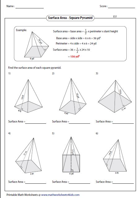 Surface Area Worksheets