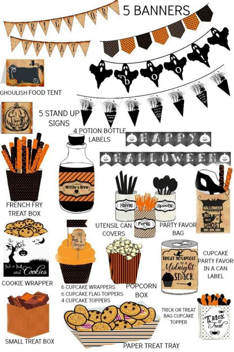 Halloween Small Square Treat Box Instant Digital Download Traditional ...