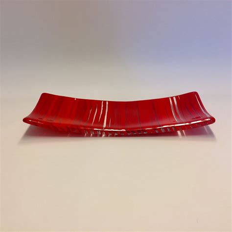 Fused glass platter, Art glass plate, Decorative platter, Functional platter, Red glass, Glass ...