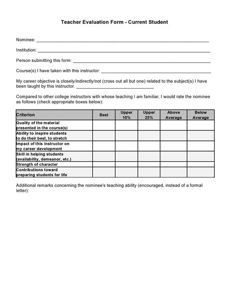 50 Printable Teacher Evaluation Forms [Free] ᐅ TemplateLab