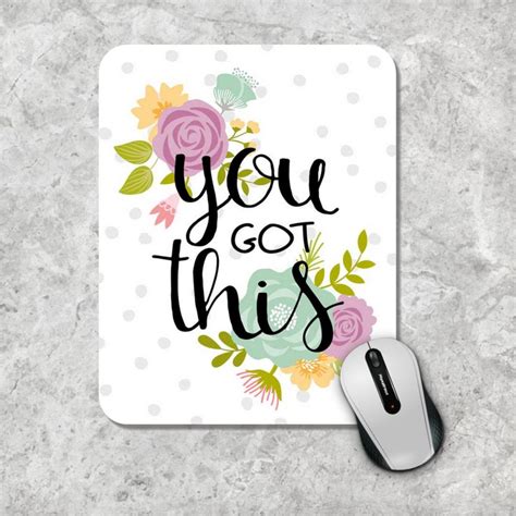 Floral Mousepad, Quote Mouse Pad, Watercolor Mouse Mat, Custom Mousepad ...