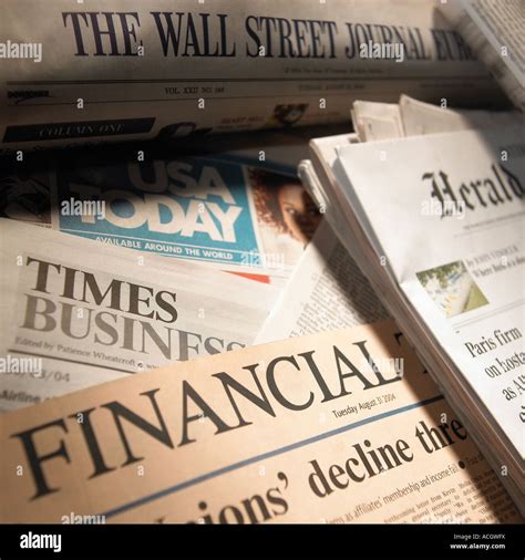 A pile of american financial times business newspapers Stock Photo ...