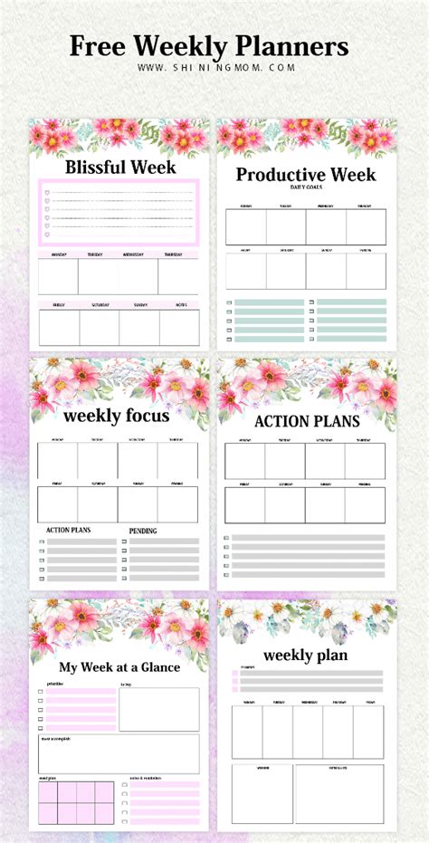 Free Weekly Planning Templates: 15 Beautiful Designs! | Free weekly ...