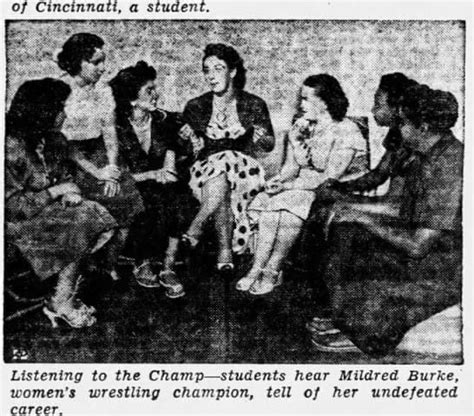 Mildred Burke talks to a group of the newest students of Billy Wolfe's ...