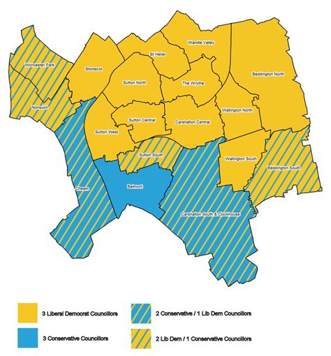 Sutton Map Region Political | Map of London Political Regional