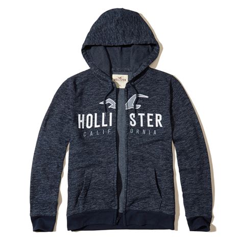 Lyst - Hollister Logo Graphic Hoodie in Blue for Men