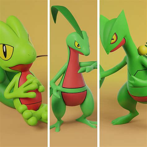 pokemon treecko evolution pack 3D model 3D printable | CGTrader