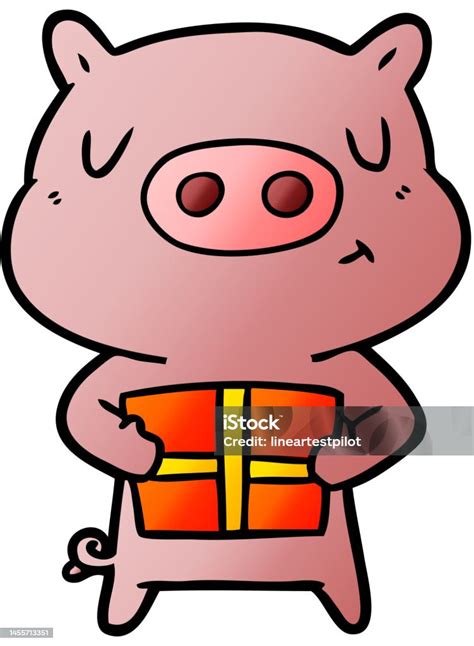 Cartoon Christmas Pig Stock Illustration - Download Image Now - Animal, Art, Art Product - iStock