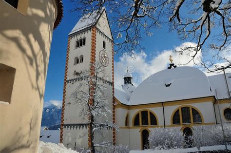 St. Mang Basilica in the Bavarian Alps in Winter Stock Image - Image of traditional, culture ...