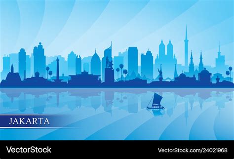 Jakarta city skyline silhouette background Vector Image