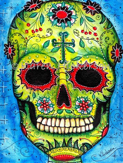 Dia de los Muertos FOLK ART PRINT Sugar Skull Day of the