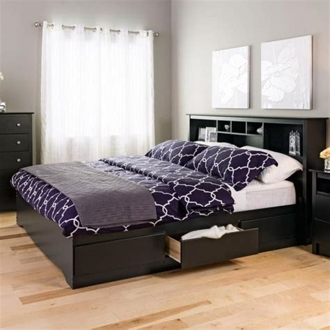 Prepac Sonoma King Bookcase Platform Storage Bed in Black - Walmart.com ...