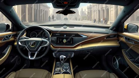 Premium AI Image | Futuristic car interior in a futuristic city