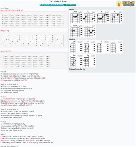 Chord: You Make It Real - tab, song lyric, sheet, guitar, ukulele ...