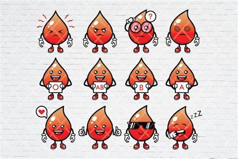 12 Cute Blood Emoji Cartoon Collection: SVG Download for Blood - Etsy