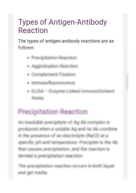 SOLUTION: Antigen antibody reaction types of antigen antibody reaction - Studypool